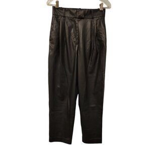 H&M Pants Black Faux Leather Wide Leg Pants Womens Size 6‎